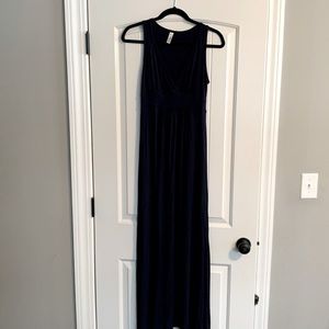 Navy blue maxi dress.